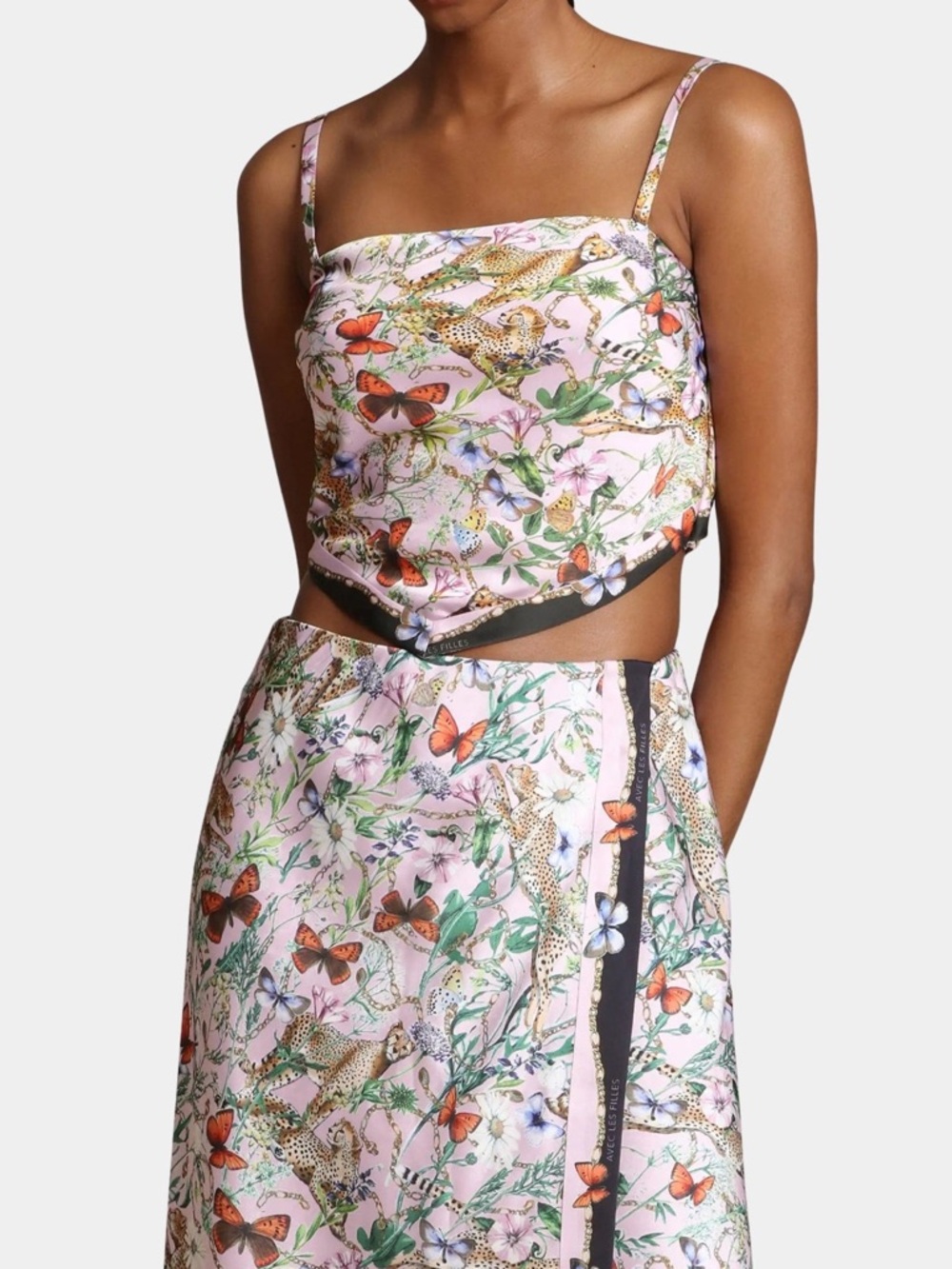 Avec Les Filles Floral top and skirt set Midi Dress - Picture 3 of 5